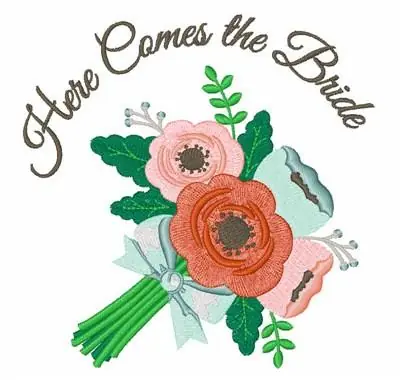 Here Comes Bride Embroidery Design Next Day Delivery