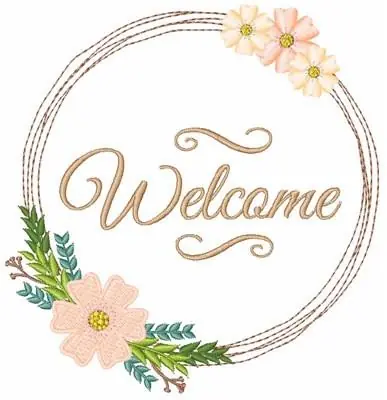 Budget Welcome Wreath Embroidery Design