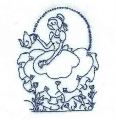 Lineart Teatime Lady Embroidery Design Hot Deal