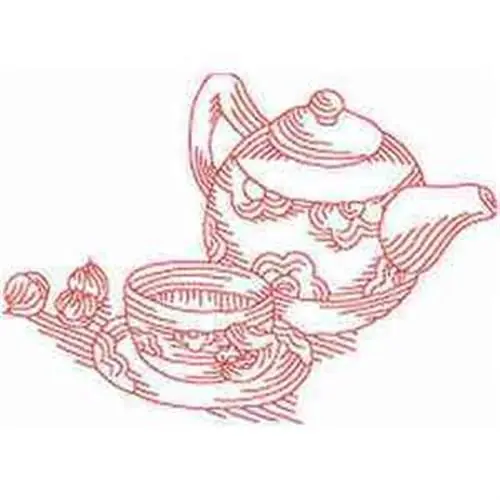 Redwork Tea Embroidery Design Authentic
