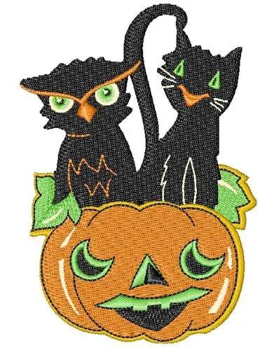 Hot Picks Owl Cat Pumpkin Embroidery Design