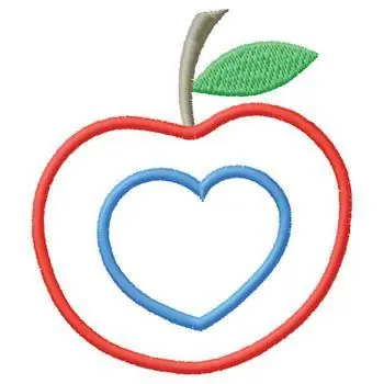 Latest Apple With Heart Embroidery Design
