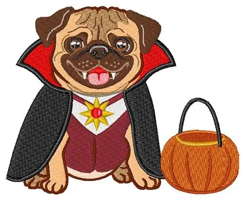 Vampire Pug Embroidery Design Brand New