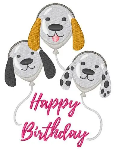Happy Birthday Dogs Embroidery Design Seasonal Sale