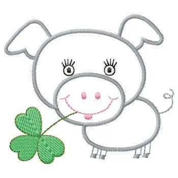 Get Yours Pig With Shamrock Embroidery Design