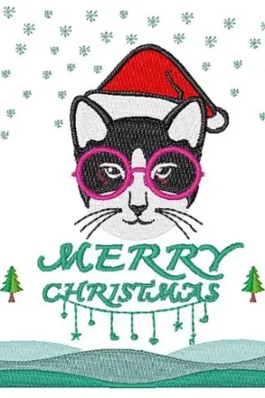 Affordable Christmas Cat Embroidery Design