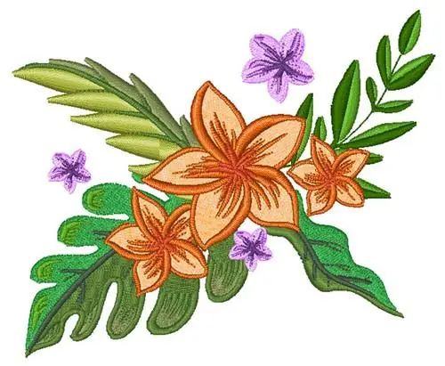 Luxury Tropical Flowers Embroidery Design