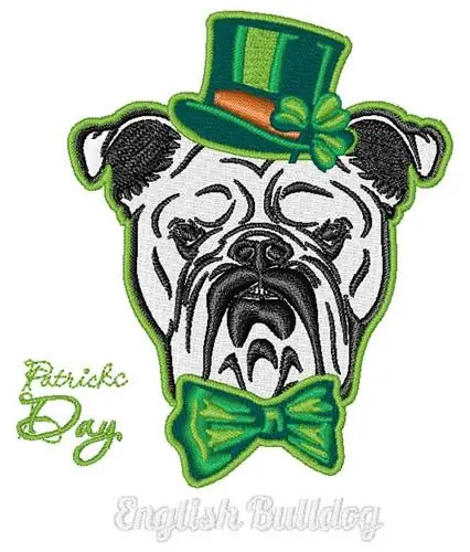 St Patricks Bulldog Embroidery Design Direct From Manufacturer