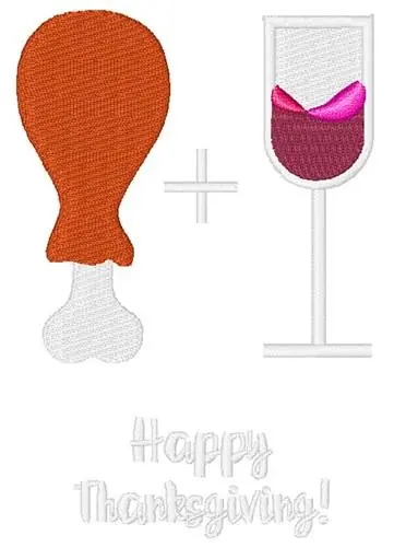 Turkey Leg & Wine Embroidery Design Same Day Shipping