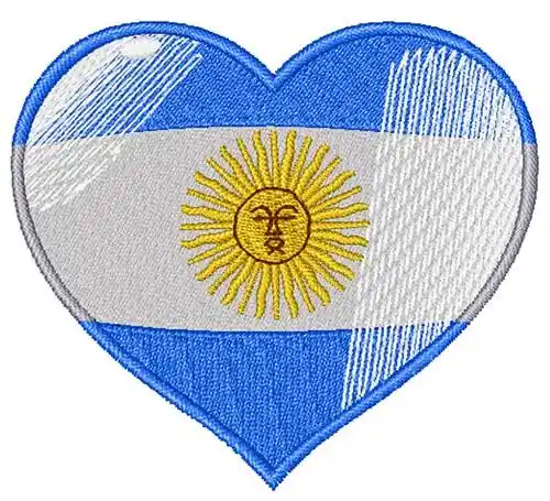 Grab Now Argentina Heart Embroidery Design