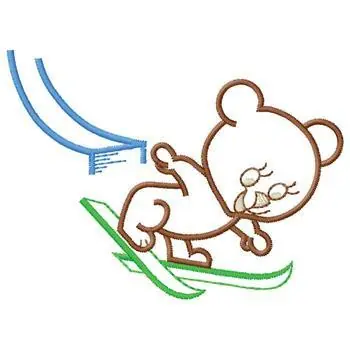 Factory Price Bear Skiing Embroidery Design