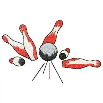 Worldwide Shipping Bowling Pins Embroidery Design