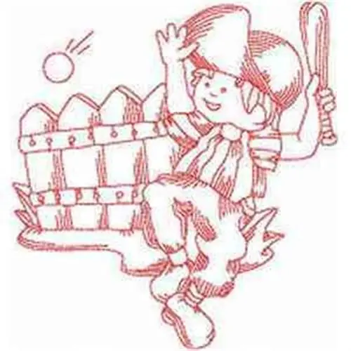 While Supplies Last Redwork Baseball Embroidery Design