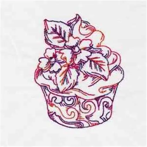 Linework Cupcake Embroidery Design Secure Checkout