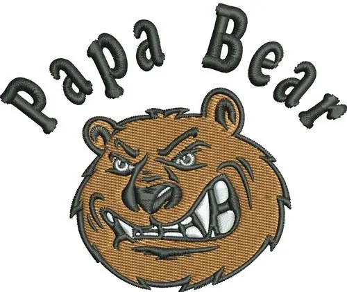 Genuine Growling Papa Bear Embroidery Design