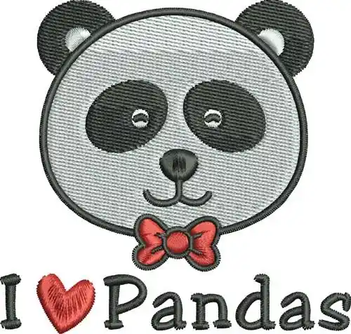 Holiday Sale I Love Pandas Embroidery Design