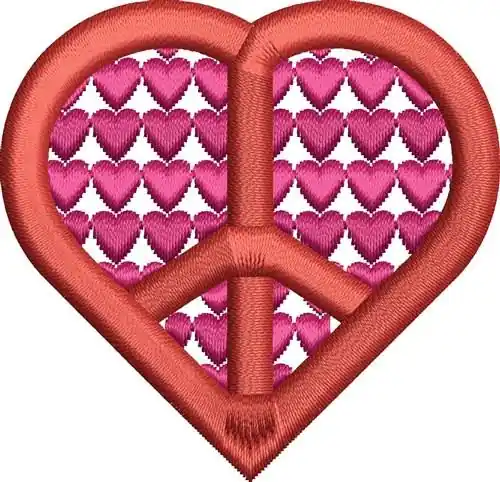 No Minimum Order Peace Symbol Heart Embroidery Design