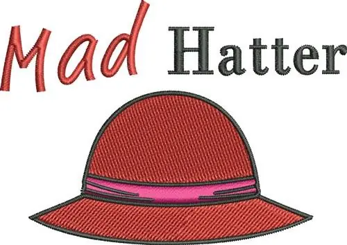 Red Hat Mad Hatter Embroidery Design Final Sale