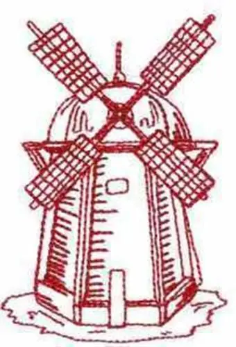 Redwork Windmill Embroidery Design No Minimum Order
