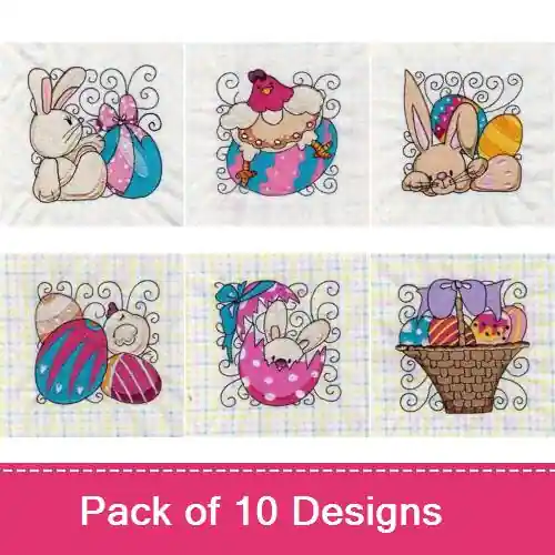 Certified Cute Easter Swirl Blocks Embroidery design pack by Daydream Designs, Embroidery Packs on EmbroideryDesigns.com