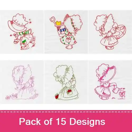 Calendar Sun Bonnets Embroidery design pack by Daydream Designs, Embroidery Packs on EmbroideryDesigns.com Luxury