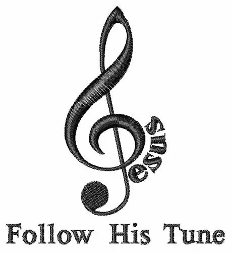 Professional Grade Jesus Musical Note Embroidery Design