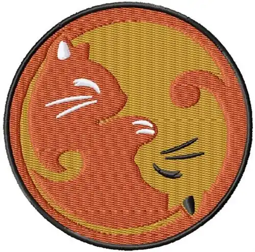 Yin Yang Cats Embroidery Design Authentic