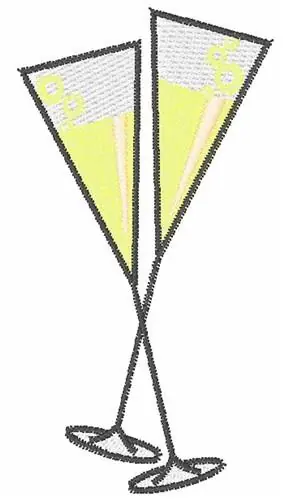 Champagne Glasses Embroidery Design Worldwide Shipping