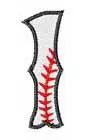 Baseball Number 1 Embroidery Design Discount