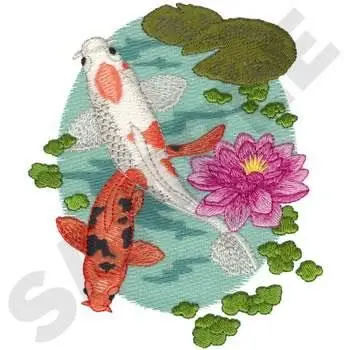 Get Yours Koi Pond Embroidery Design