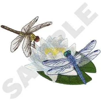 Blue Dasher Dragonflies Embroidery Design Handmade