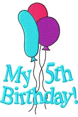 5th Birthday Embroidery Design Same Day Shipping