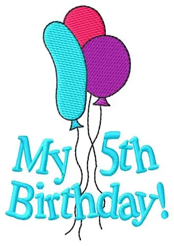 5th Birthday Embroidery Design Same Day Shipping