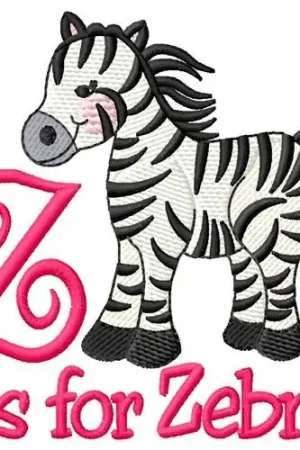 Z is for Zebra Embroidery Design High Quality