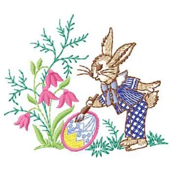 Rabbit Painting Eggs Embroidery Design Low Price