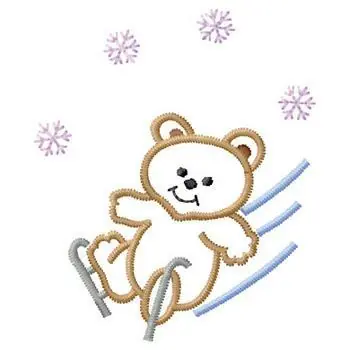 Bear On Skates Embroidery Design Bargain