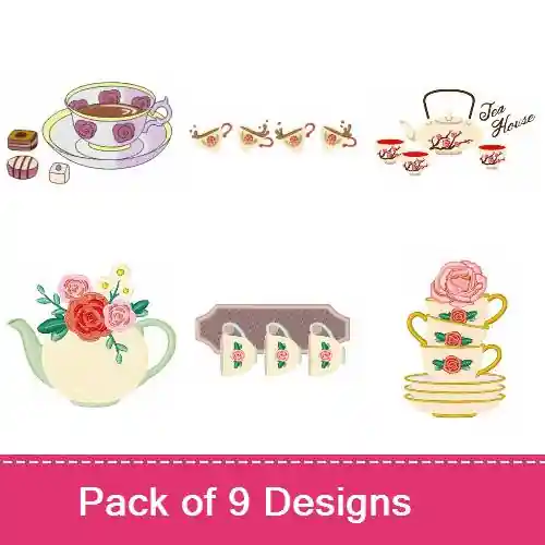 Big Sale Its Time For Tea! Embroidery design pack by Hopscotch, Embroidery Packs on EmbroideryDesigns.com