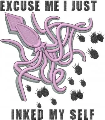 Genuine Squid Inked Embroidery Design