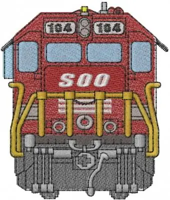 Train Soo Line Embroidery Design Crafted
