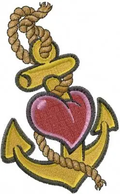Free Returns Heart Anchor Embroidery Design