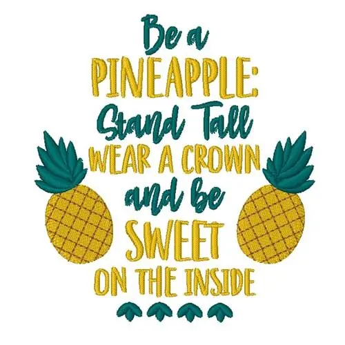 Modern Pineapple Fruit Embroidery Design