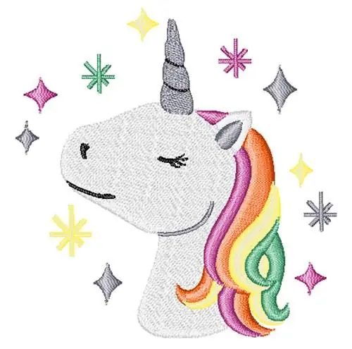 Sparkle Unicorn Head Embroidery Design Free Shipping