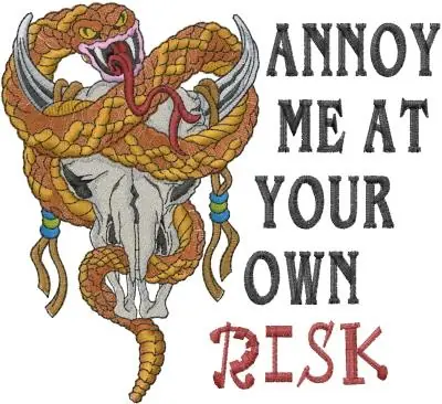 At Your Own Risk Embroidery Design Fast Shipping