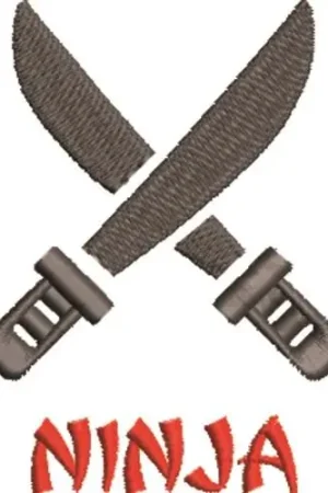 Ninja Swords Embroidery Design Free Shipping