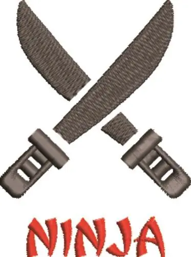 Ninja Swords Embroidery Design Free Shipping
