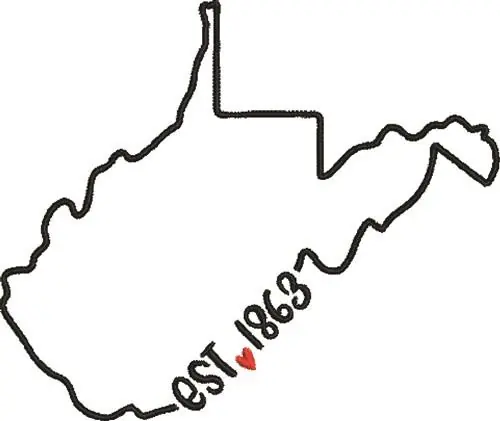 West Virginia Outline Embroidery Design Luxury