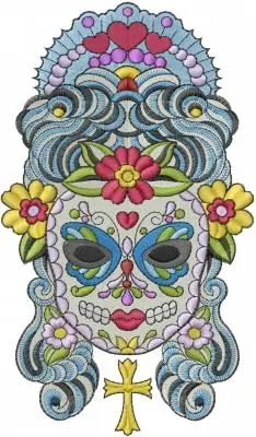 Dia de Los Muertos Embroidery Design Secure Checkout