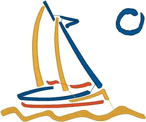 Brand New Outline Sailboat Embroidery Design