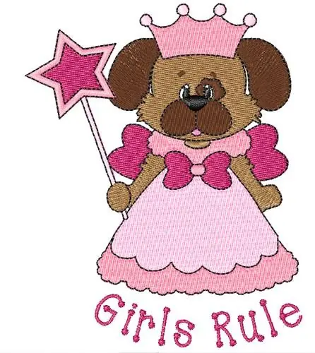 Trending Pretty Pink Puppy Princess! Embroidery Design