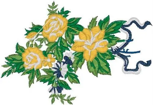 Yellow Roses Embroidery Design Next Day Delivery
